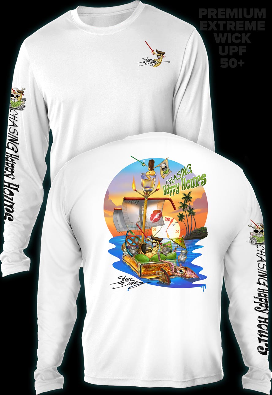 "Chasing Happy Hours" Men's Extreme Wick Long Sleeve Performance Shirt ᴜᴘꜰ-ᴛᴇᴇ